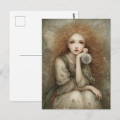 幻想的な森の妖精の肖像画とダンデライオン ポストカード (正面/裏面)