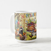 幻想的な森の庭のノームの誕生日デザイン コーヒーマグカップ (正面左)