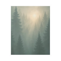 幻想的な森の日の出、憂鬱な緑の風景