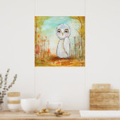 幻想的な森の生き物 フクロウの芸術 ポスター (キッチン)