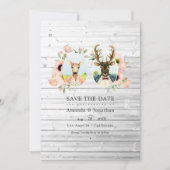 幻想的な森の鹿のウェディング セーブザデート (正面)
