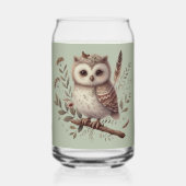 幻想的な森林のフクロウの植物画 ガラス缶 (裏面)