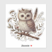 幻想的な森林のフクロウの植物画 シール (シート)