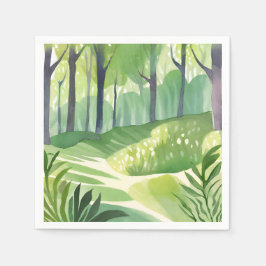 幻想的な森｜水彩画の森林の風景 スタンダードカクテルナプキン