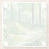 幻想的な森｜水彩画の森林風景 ガラスコースター (裏面)