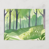 幻想的な森|水彩画の森林風景 ポストカード (正面)