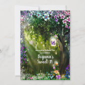 幻想的な森　魔法の森　花々　スウィート16 招待状 (正面)