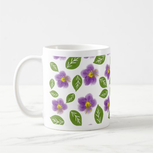 幻想的な植物の花柄ガーデン風デザイン コーヒーマグカップ (左)
