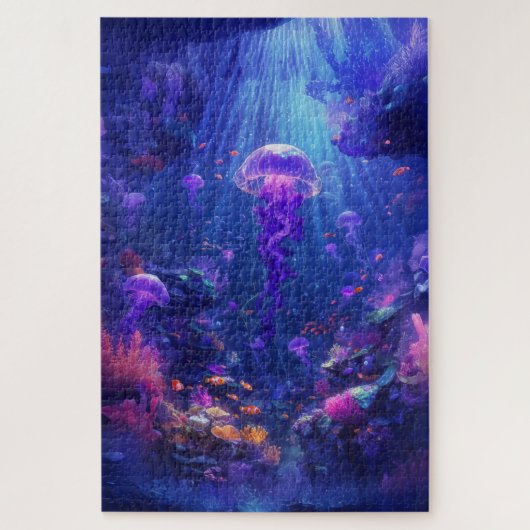 幻想的な水中クラゲのシーン ジグソーパズル (縦)