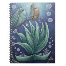 幻想的な水中ファンタジーの魚 スパイラルノート