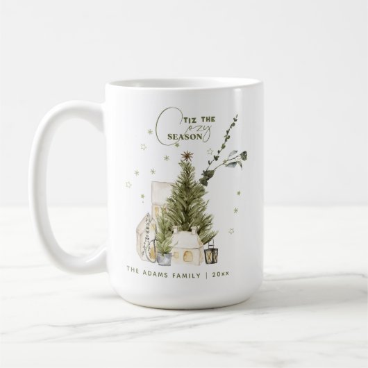 幻想的な水彩のクリスマスシーン コーヒーマグカップ (左)