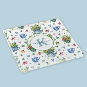 幻想的な水彩のワイルドフラワーティーパーティー ガラスコースター