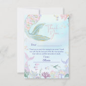 幻想的な水彩の人魚の誕生日パーティー サンキューカード (正面)