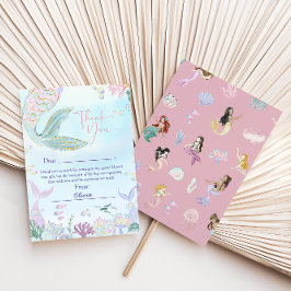 幻想的な水彩の人魚の誕生日パーティー サンキューカード