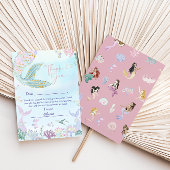 幻想的な水彩の人魚の誕生日パーティー サンキューカード