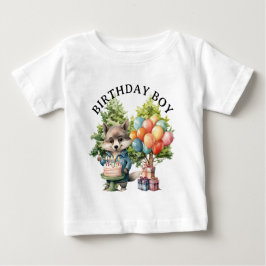 幻想的な水彩の森のバースデー ベビーTシャツ