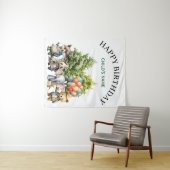 幻想的な水彩の森の誕生日 タペストリー (インサイチュ(横))