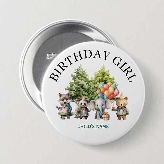 幻想的な水彩の森の誕生日 缶バッジ (正面&裏面)