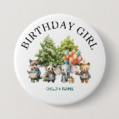 幻想的な水彩の森の誕生日 缶バッジ (正面)
