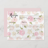 幻想的な水彩の芍薬のパターン レシピ カード (正面/裏面)
