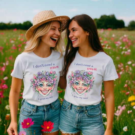 幻想的な水彩の花の髪の面白い引用 Tシャツ