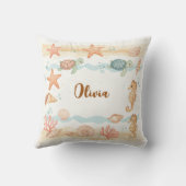 幻想的な水彩の赤ちゃん海の生き物 クッション (裏面)