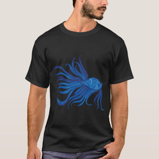 幻想的な水彩の青い魚 Tシャツ (正面)