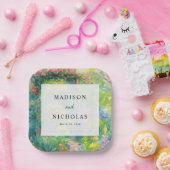 幻想的な水彩ガーデンテーマのウェディング ペーパープレート (パーティー)