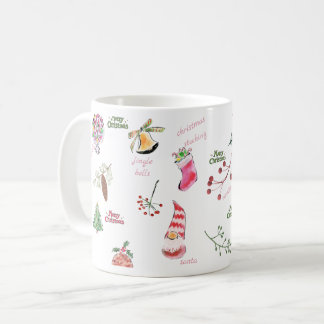 幻想的な水彩クリスマスホリデーパターン コーヒーマグカップ