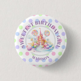 幻想的な水彩パステル キャンディランドの誕生日 缶バッジ