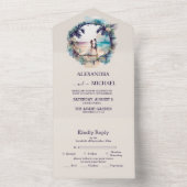 幻想的な水彩ビーチデスティネーションウェディング オールインワン招待状 (内側)