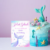 幻想的な水彩人魚のスプラッシュスパッシュグリッター 招待状