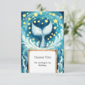 幻想的な水彩人魚の誕生日 サンキューカード (スタンド正面)
