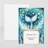 幻想的な水彩人魚の誕生日 サンキューカード (正面/裏面)
