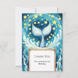 幻想的な水彩人魚の誕生日 サンキューカード