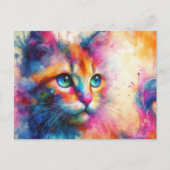 幻想的な水彩猫の肖像画   ポストカード (正面)