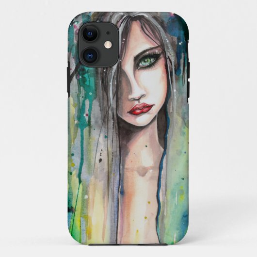幻想的な水彩画のアブストラクトな女性の肖像画 Case-Mate iPhoneケース (裏面)