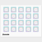 幻想的な水彩画のイッカク 海のユニコーン スクエアシール (シート)
