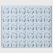 幻想的な水彩画のイッカク  海のユニコーン ラッピングペーパー (フラット)