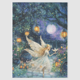 幻想的な水彩画の妖精の庭のデコパージュペーパー 薄葉紙