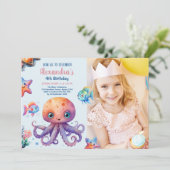 幻想的な水彩画の海の中の誕生日 招待状 (スタンド正面)