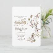 幻想的な水彩画の野生の花の結婚式 招待状 (スタンド正面)