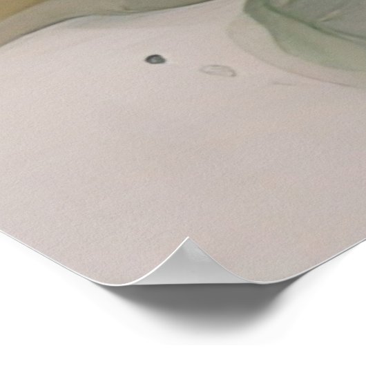 幻想的な水彩画の鳥と花のアート ポスター (角)