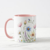 幻想的な水彩花デザインのコーヒー マグカップ (左)