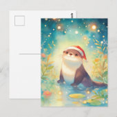 幻想的な池のクリスマスのカワウソ ポストカード (正面/裏面)