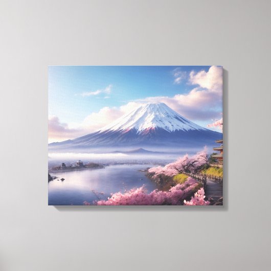 . .幻想的な油彩画の富士山 キャンバスプリント (正面)