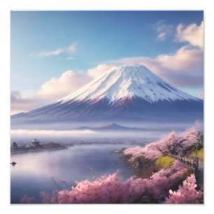 . .幻想的な油彩画の富士山 フォトプリント