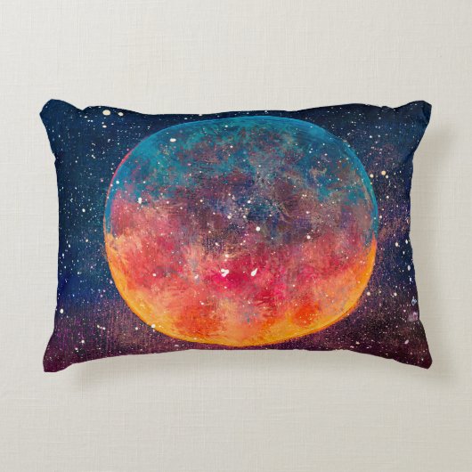 幻想的な油絵美しい大惑星ムーンa アクセントクッション (正面)
