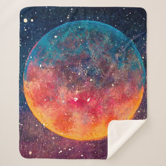 幻想的な油絵美しい大惑星ムーンa シェルパブランケット (正面)