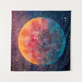 幻想的な油絵美しい大惑星ムーンa タペストリー (正面(横))